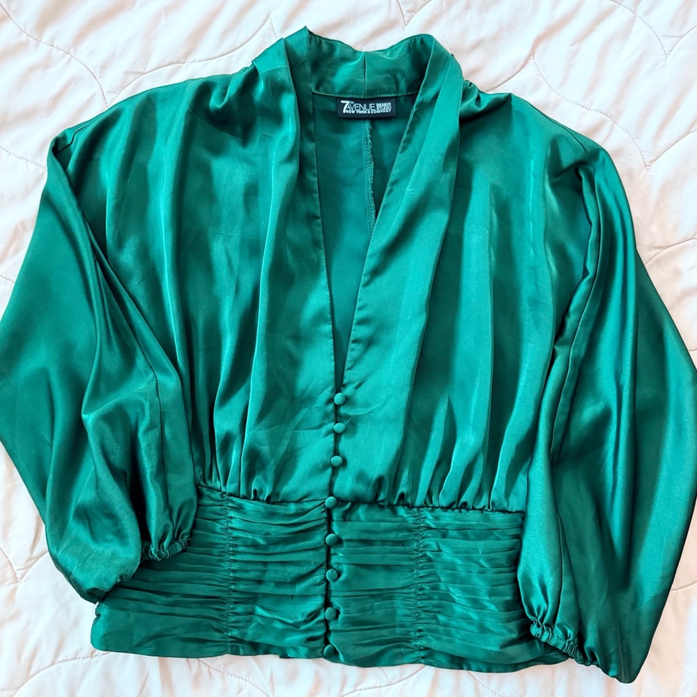 Zara Emerald Satin Blouse